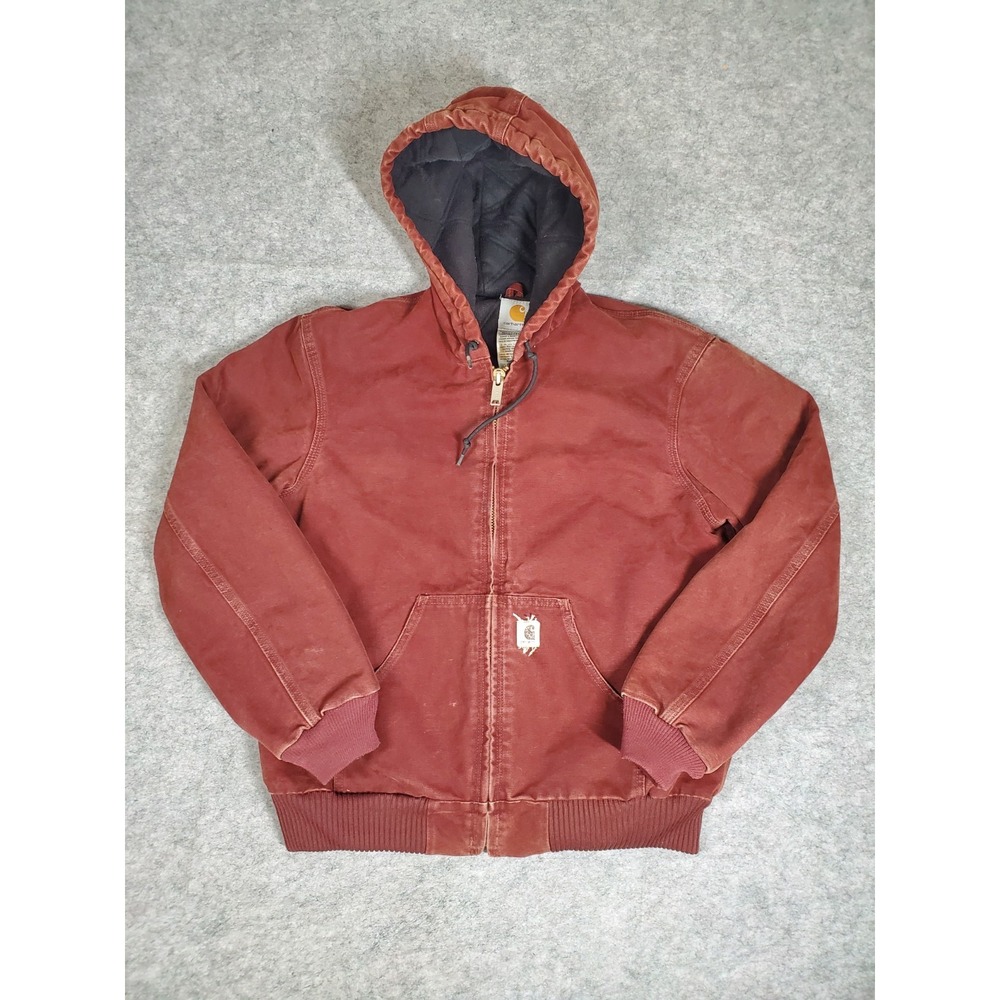 Vintage 00s Carhartt Mens J130 CLY Clay Red Salmon Work Zip Jacket Medium Y2K